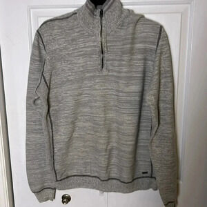 Private Member sweater,men XL,grey cotton 3/4 zip  pull over chunky knit sweater